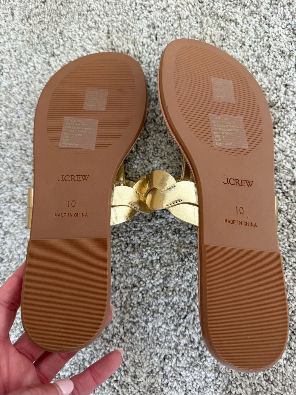 J. Crew Metallic Gold Braided Thong Sandals